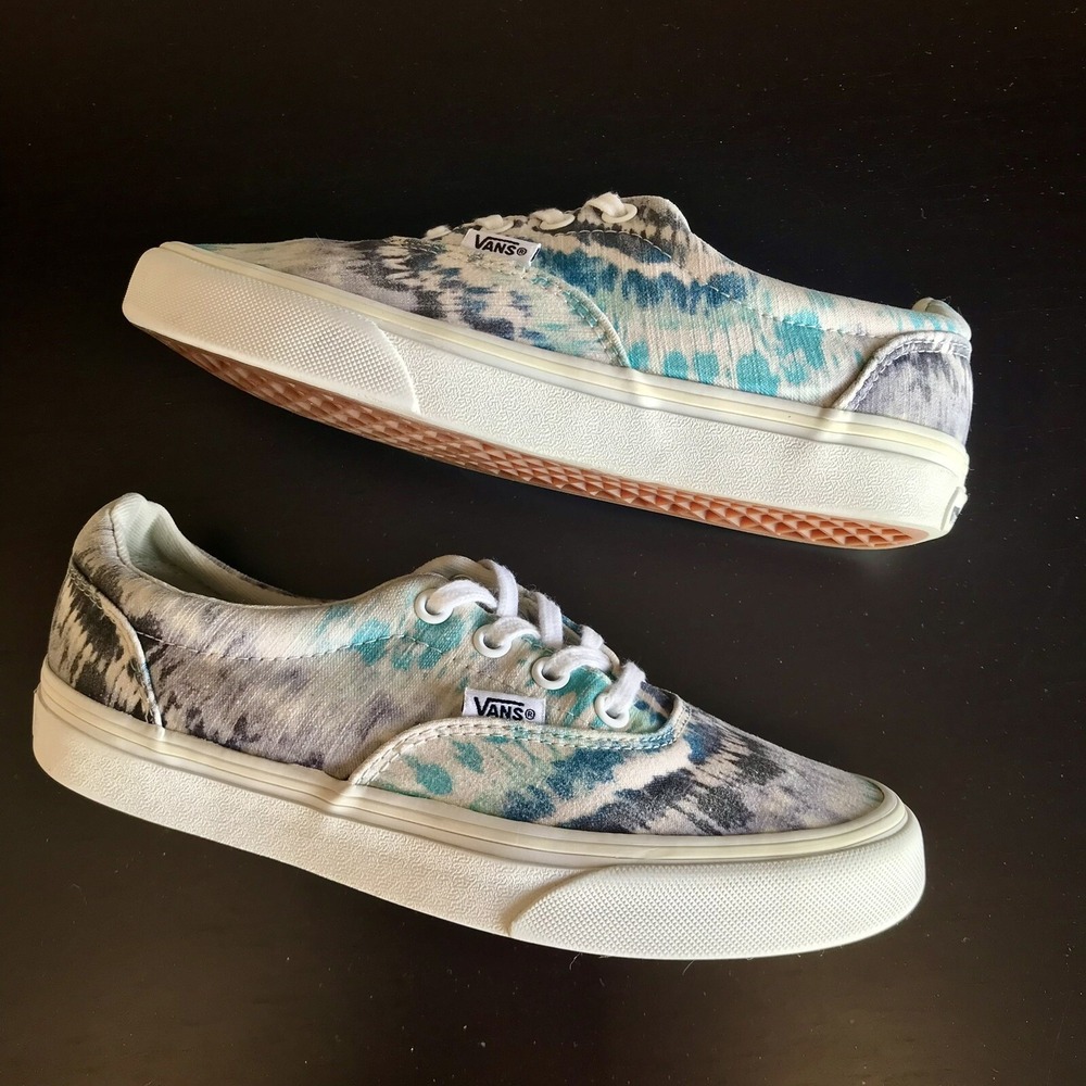 Vans Doheny White Turquoise Navy Blue Tye Dyed Lace Up Classic Vans Women's 6.5